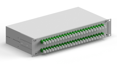 19"-Zoll 2HE Spleißbox spleißfertig mit 48x E2000/APC OS2 Simplex