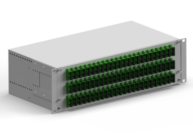 19"-Zoll 3HE Spleißbox spleißfertig mit 72x SC/APC OS2 Duplex